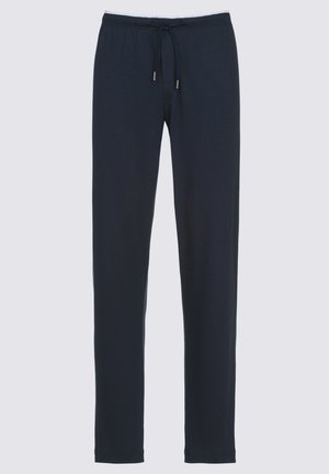 Pantaloni da lounge blu navy realizzati in tessuto morbido, con una vita elastica dotata di cordoncino e una vestibilità dritta e sartoriale.