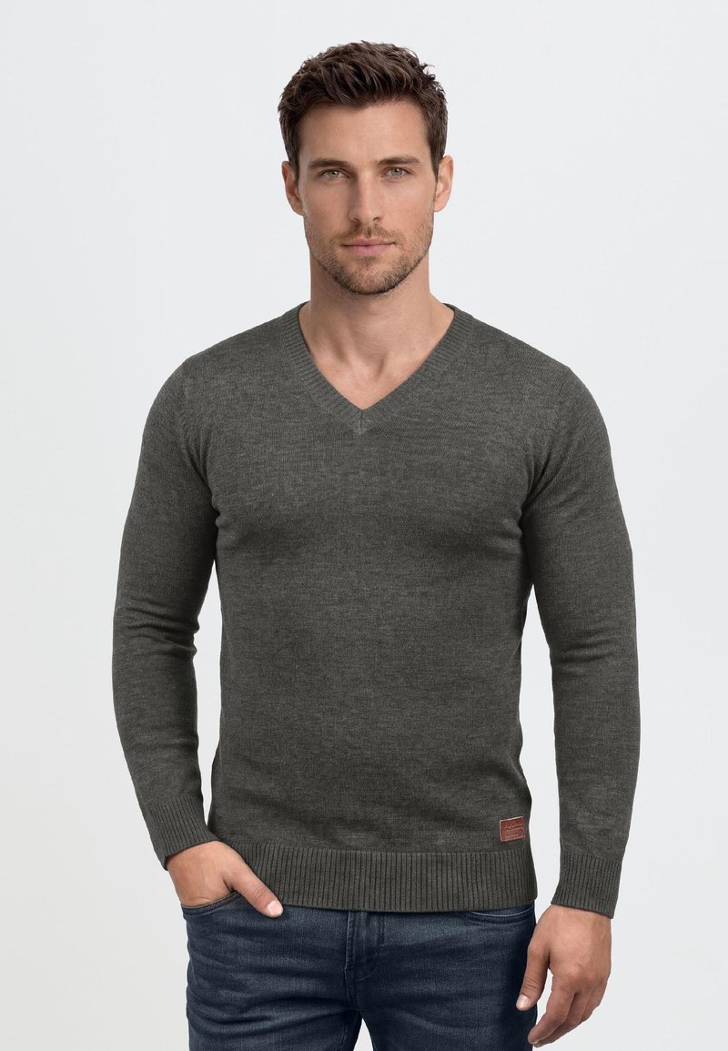Blend BHLASSE FINE KNIT V-NECK - Pullover - pewter