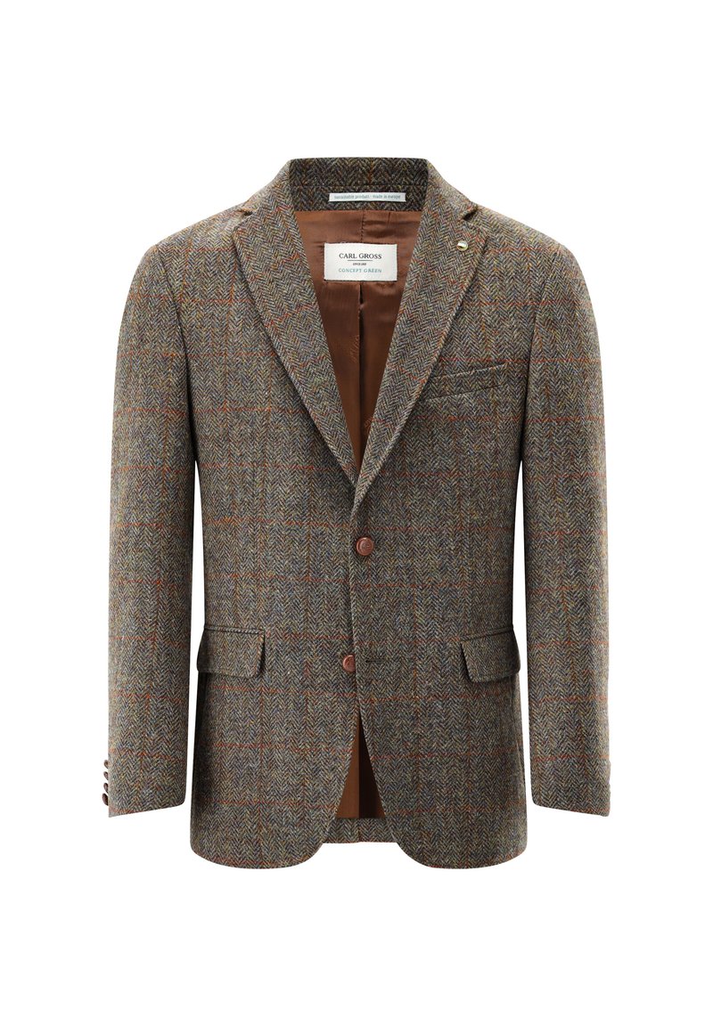 CARL GROSS CONCEPT GREEN Sakko - Harris Tweed Jacke Aus Reiner Schurwolle