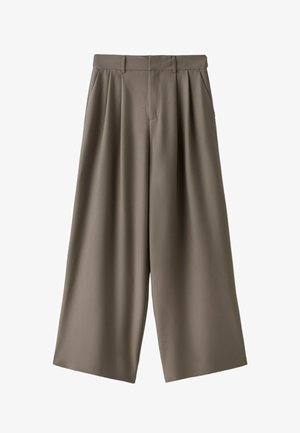 Stradivarius, WIDE-LEG SMART TROUSERS WITH BUTTONS 04536428 - Nohavice - mottled light brown