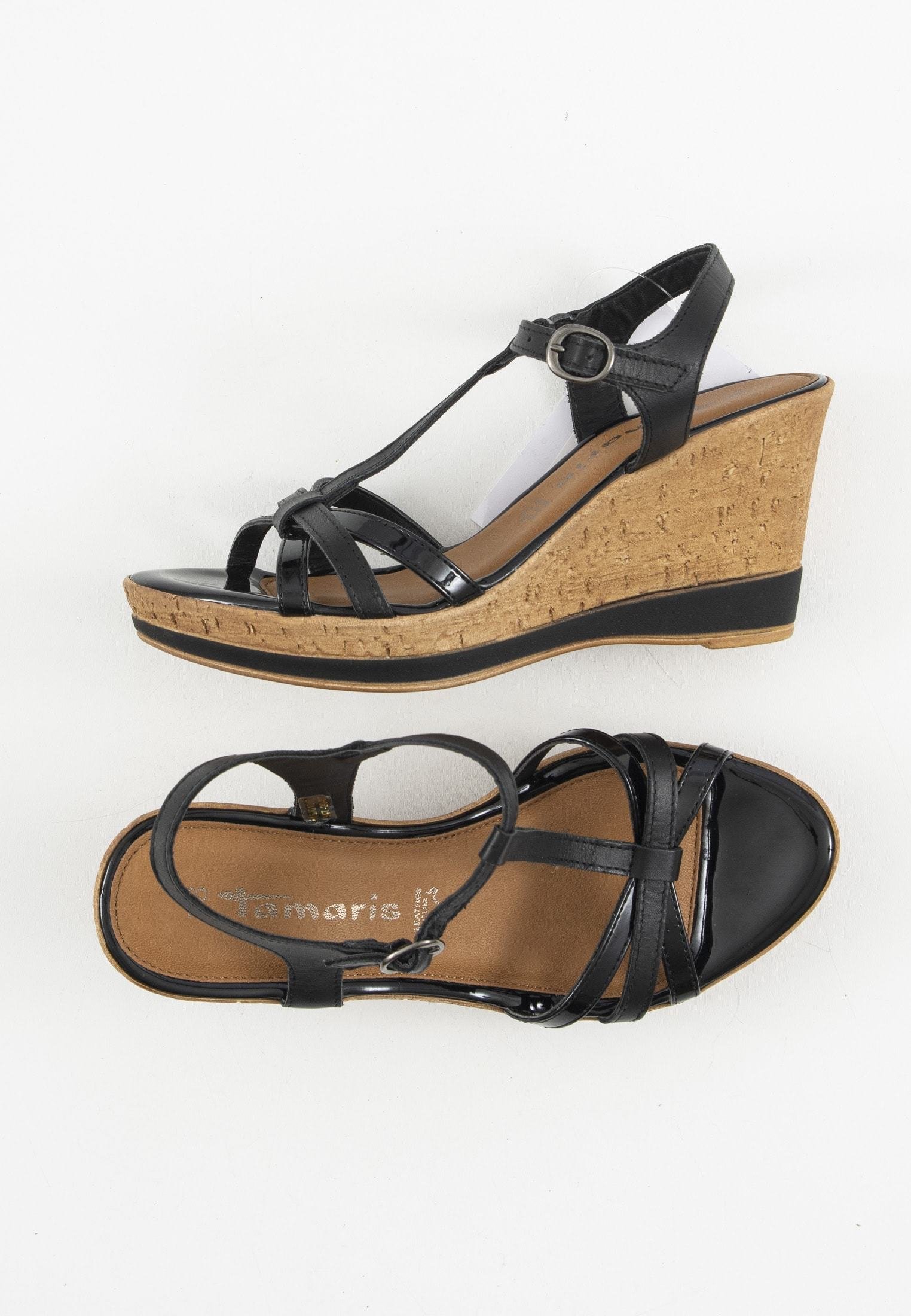 Tamaris Sandalen met sleehak - schwarz/Zwart - Zalando.nl