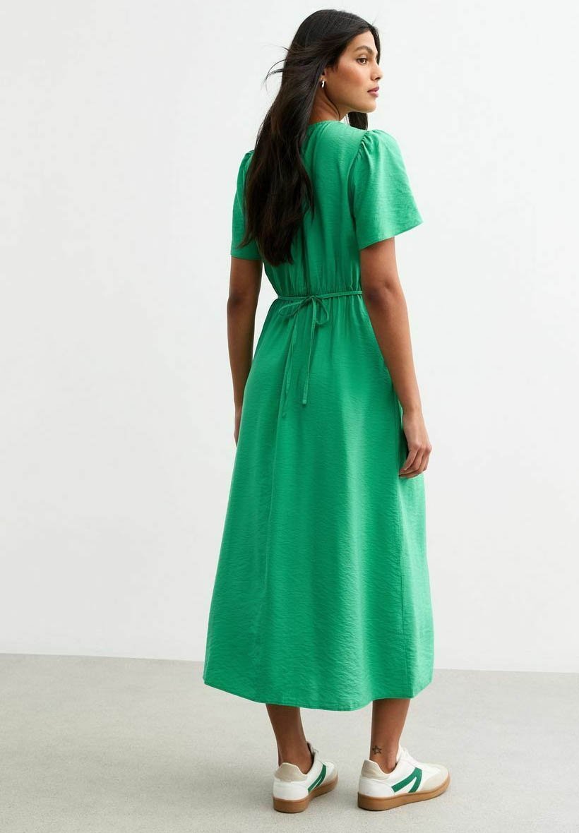 green new look dress Glassworks London Green And Ivory Tiny Floral Print Midi Dress main image 1