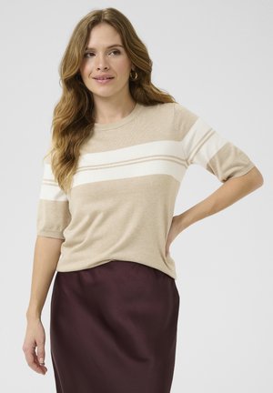 LIZZA STRIPED - T-shirt print - feather gray mel/chalk stripe