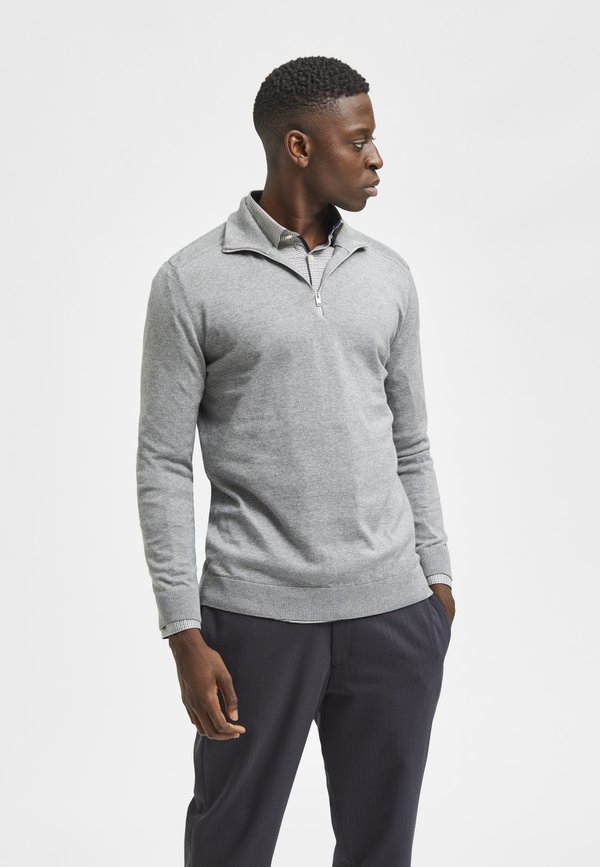 SLHBERG HALF ZIP NOOS - Jumper - egret melange