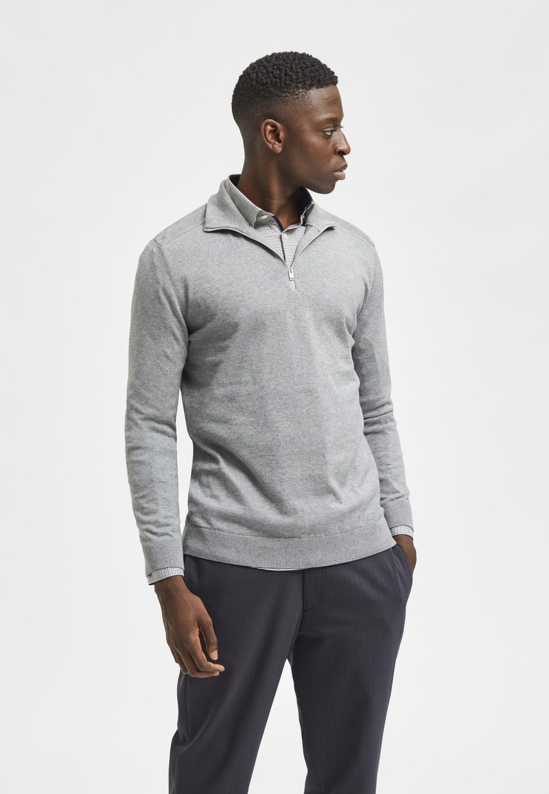 Selected Homme - SLHBERG HALF ZIP NOOS - Jumper - egret melange, Enlarge