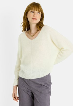FLUFFY À COL V - Pullover - ecru