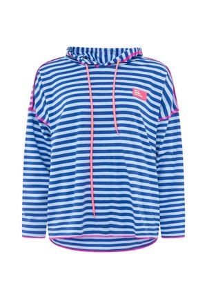 Zwillingsherz, HOODIE BW NEON STREIFEN & PATCH - Kapuzenpullover - blau