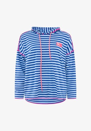 Zwillingsherz, HOODIE BW NEON STREIFEN & PATCH - Kapuzenpullover - blau