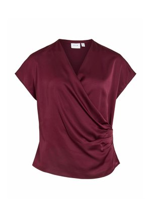 VILA, OBERTEIL MIT KURZEN ÄRMELN VIELETTE V-AUSSCHNITT - Blouse - winetasting