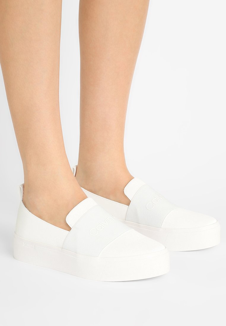 calvin klein white slip on shoes