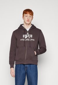 Alpha Industries BASIC UNISEX - Mikina so zipsom - hunter brown