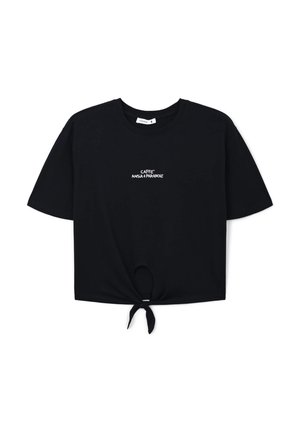 Terranova, CROP AMPIA CON SCRITTA E NODO - T-shirt con stampa - nero
