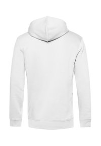 Sudadera blanca con capucha ajustable, mangas largas, puños acanalados y dobladillo recto. Tejido suave sin logos ni patrones.