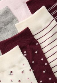 Lindex FLORAL STRIPE 7 PACK - Zoknik - dark dusty red