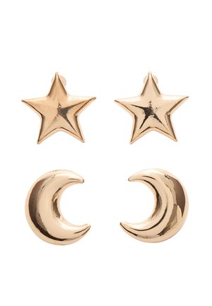 SET OF 2 PAIRS OF MOON AND STAR - Boucles d'oreilles - gold-coloured