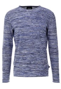 Blue melange long-sleeve sweater with a round neckline. Soft texture with varying shades of blue and grey throughout. JOOP! label visible.