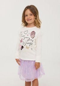 Terranova CON FARFALLE IN PAILLETTES REVERSIBILI - Maglietta a manica lunga - bianco lana