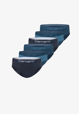 Heren onderbroekset in verschillende tinten blauw, met logo-elastische taillebanden en een gladde, katoenachtige textuur.