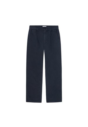 Σκούρα ναυτικό μπλε βαμβακερό παντελόνι με άνετη εφαρμογή, δύο μπροστινές τσέπες, κλείσιμο με κουμπί και ίσια γραμμή στο πόδι.