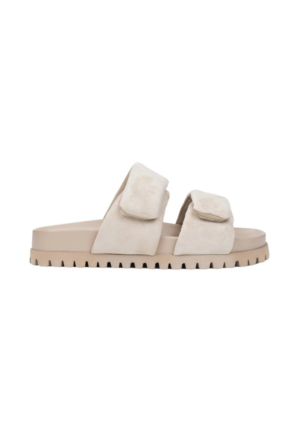 KLAPKI Z MIĘKKIMI PASKAMI - Pantolette flach - light beige