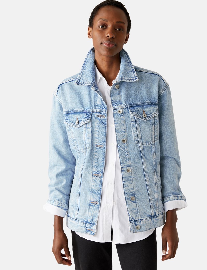SS7 Veste En Jean Femme Indigo - Denim Stretch Avec Boutonnage