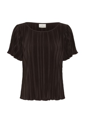 Kaffe, KAINES PLISSÉ T-SHIRT - Blouse - coffee bean
