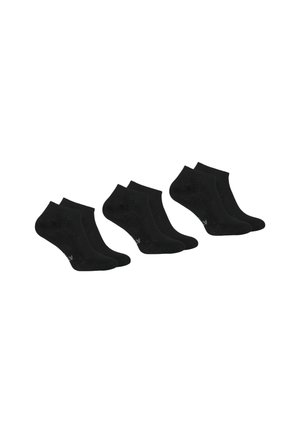 Chaussettes cheville en coton noir, vendues par lot de quatre, avec une texture lisse et un bout renforcé pour plus de durabilité. Pas de logos ni de motifs visibles.