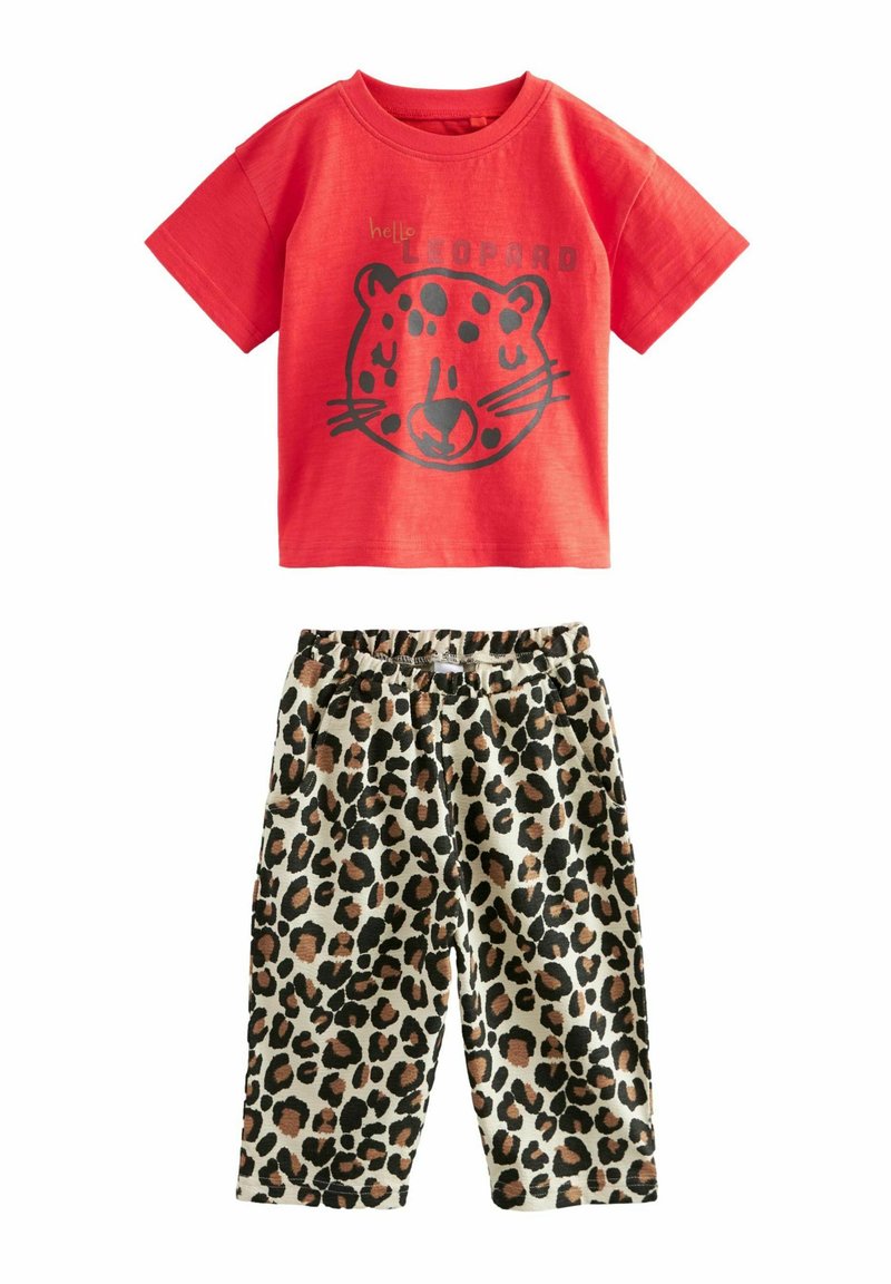 Next SHORT SLEEVE AND WIDE LEG- REGULAR FIT SET - Kalhoty - red leopard print