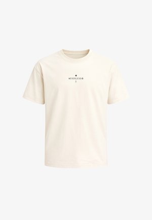 Neverless, HERREN T-SHIRT - KOMPASS OUTDOOR - OVERSIZED RELAXED FIT SOMMER - T-Shirt print - hell beige