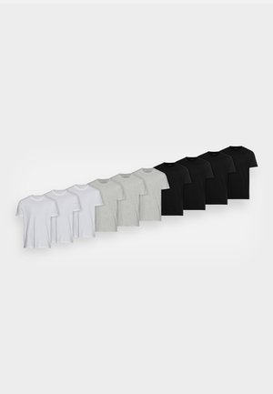 Pier One 10 PACK - Basic T-shirt - mottled light grey/black/white