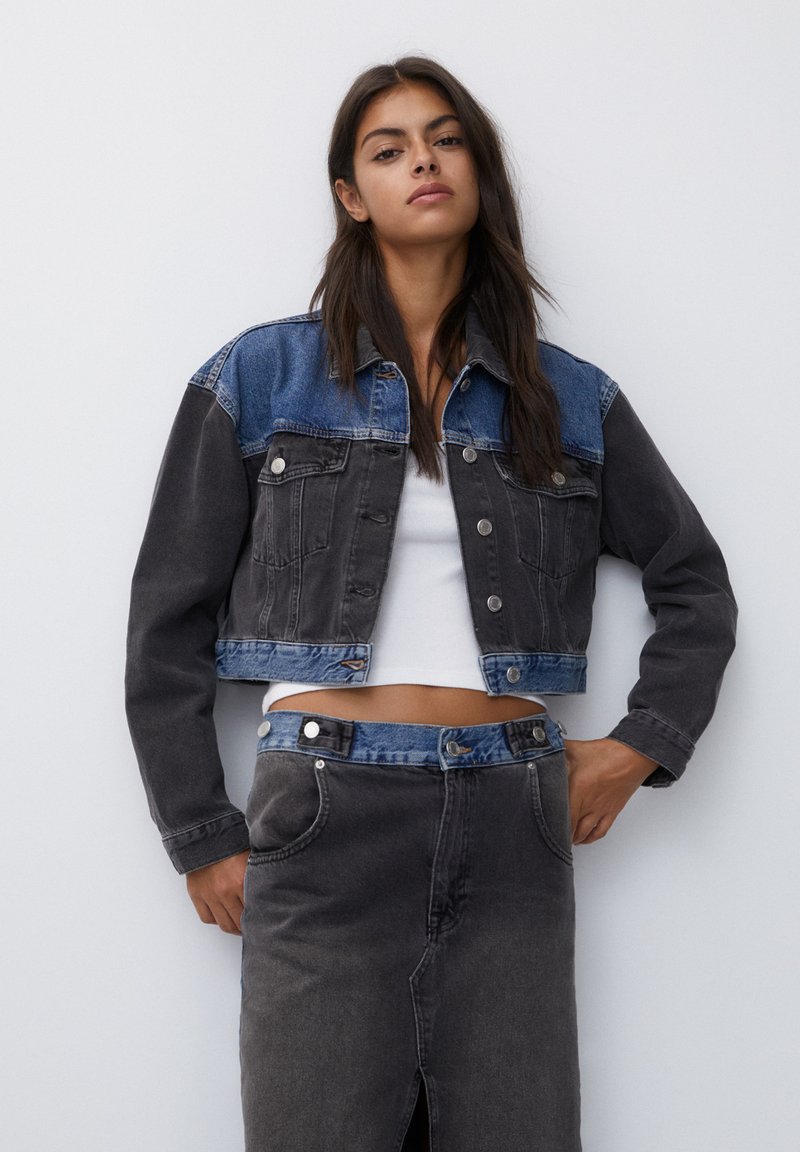 PULL&BEAR CONTRAST Denim jacket black Zalando.ie