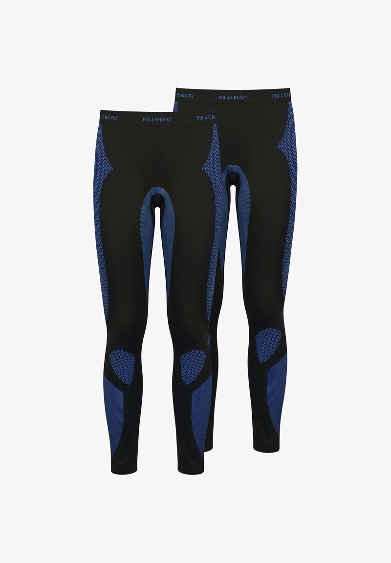 Schwarze Leggings mit blauen Netzpaneelen, mit enger Passform und strukturiertem Muster. Elastischer Bund mit "Polar Husky"-Branding.