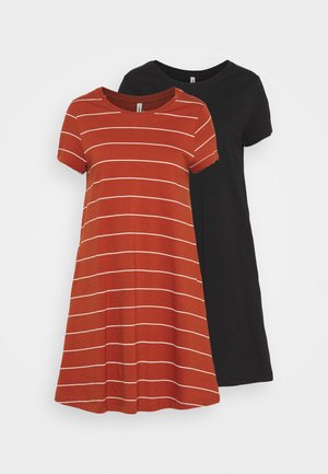 ONLMAY LIFE POCKET DRESS 2 PACK - Vestito di maglina - black/arabian spice cloud dancer