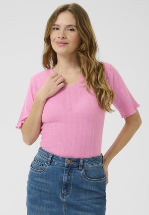 Kaffe VIBA V-NECK - T-Shirt print - rosebloom