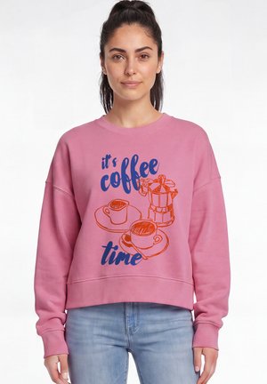 watapparel, ITS COFFEE TIME - Sweater - bubble pink