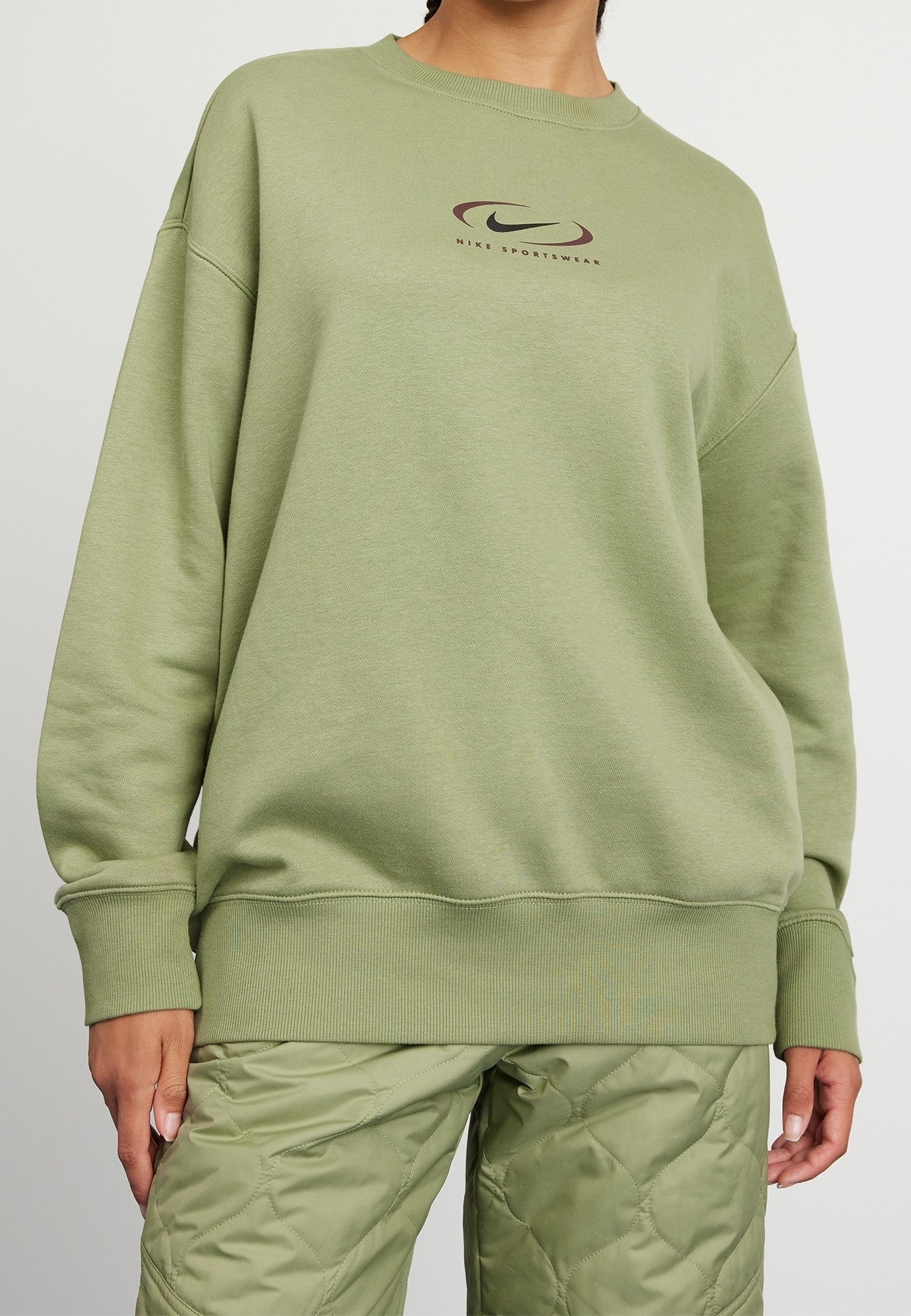 nike swoosh crew neck sweat in khaki