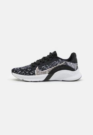 W NIKE SUPERREP GO 3 FLYKNIT - Training shoe - black/metallic silver/white