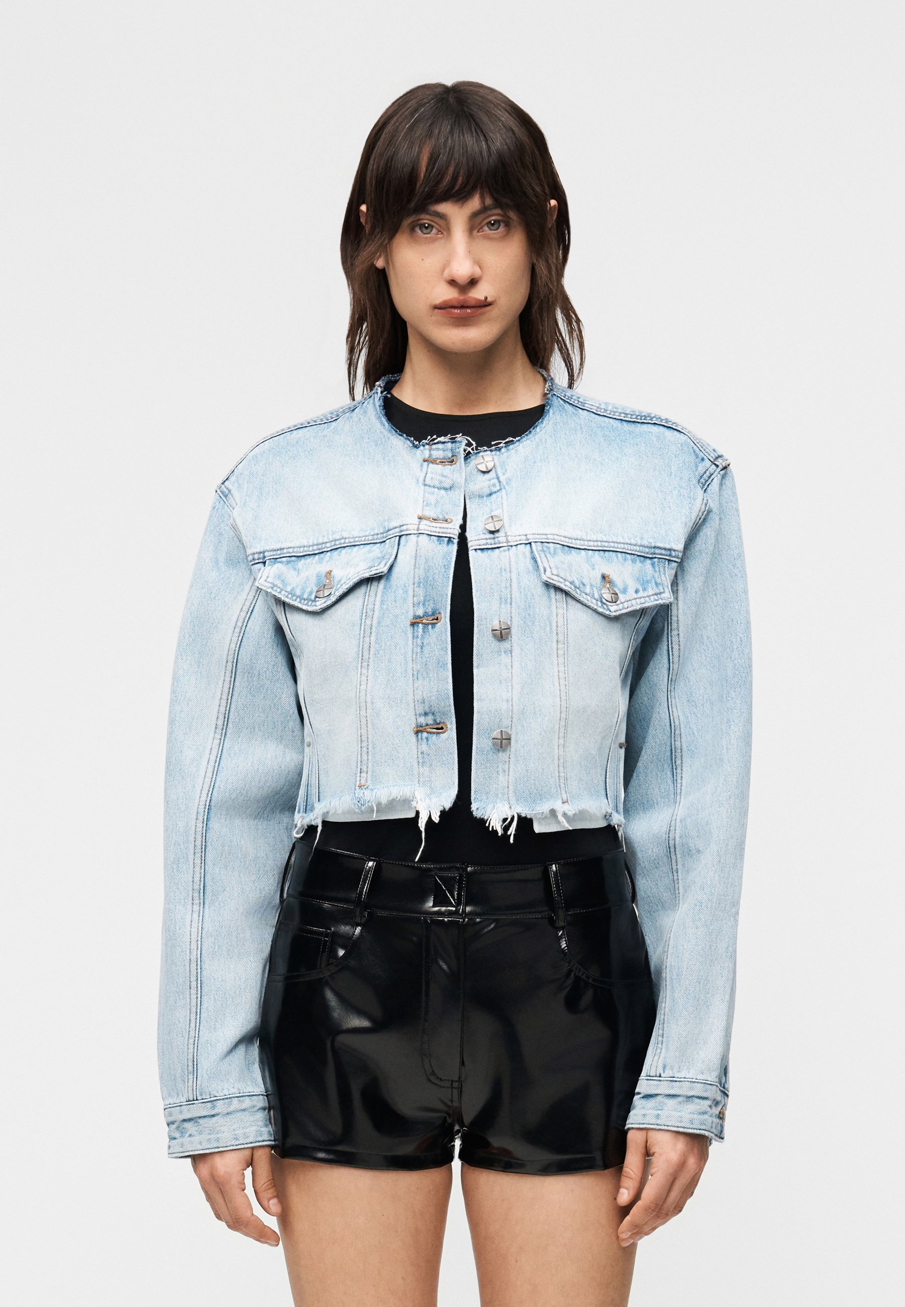 Ksubi TORN OFF CROP TRUCKER VAPOUR - Denim jacket - dark blue