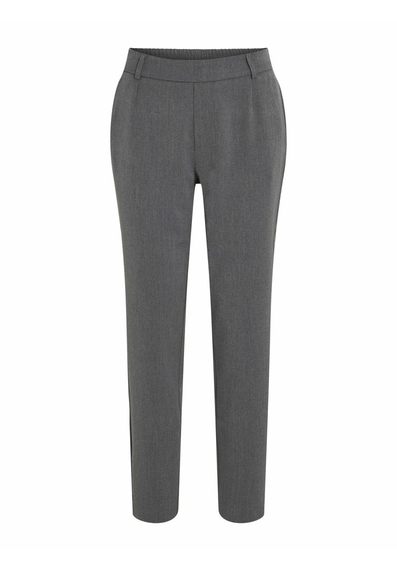 Grijze broek met een op maat gemaakt ontwerp, met een gladde textuur, elastische tailleband en rechte pijpen. Geen zichtbare patronen of hardware.