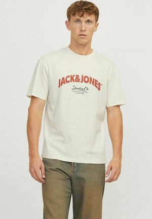 Jack & Jones RUNDHALS  - T-shirt imprimé - antique white