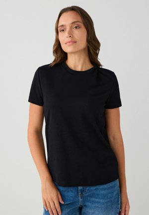 REGULAR FIT CREW NECK - T-shirt basic - black