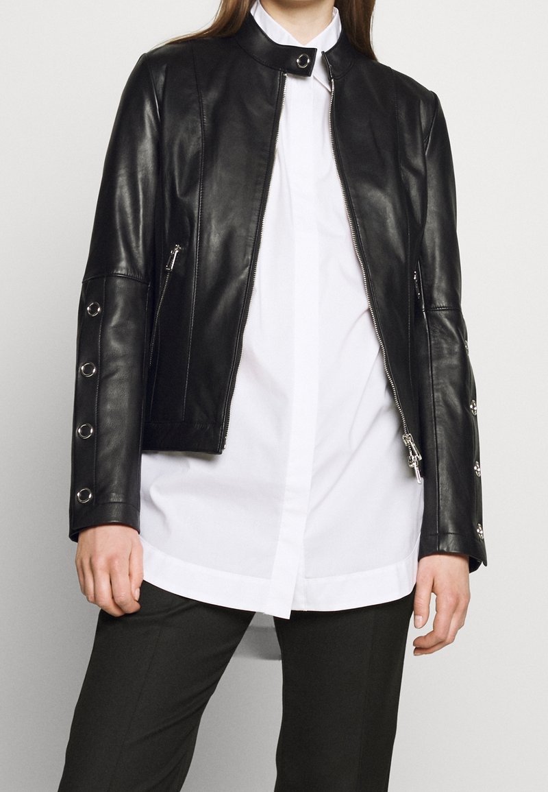 HUGO Veste en cuir - black