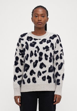 ONLY Petite ONLSARA GLITTER O NECK  - Pullover - pumice stone/black/silver