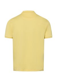 Gelbes Poloshirt, kurze Ärmel, weiches Baumwollmaterial, Kragen-Design, einfarbig ohne Muster oder Akzente, gerader Saum.