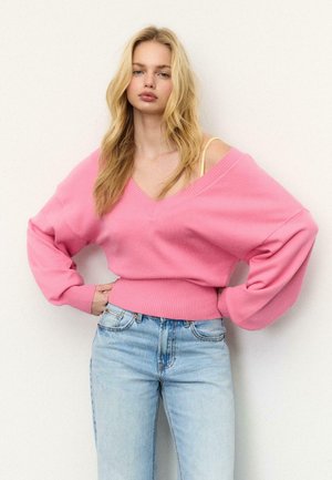 V-NECK BATWING SLEEVE - Svetrík - pink