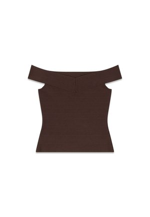 Guess, OS ALEXIS BANDAGE TOP - Top - gea   dark coffee