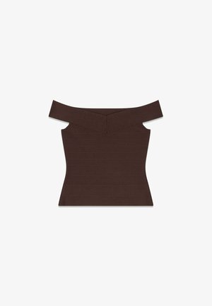 Guess, OS ALEXIS BANDAGE TOP - Top - gea dark coffee