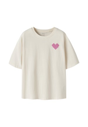 Name it, NKFLITTEN SS NREG TOP BOX - Camiseta estampada - antique white