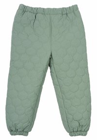 Pantaloni trapuntati verdi realizzati in tessuto testurizzato, con una vita leggermente arricciata e polsini elasticizzati alle caviglie.