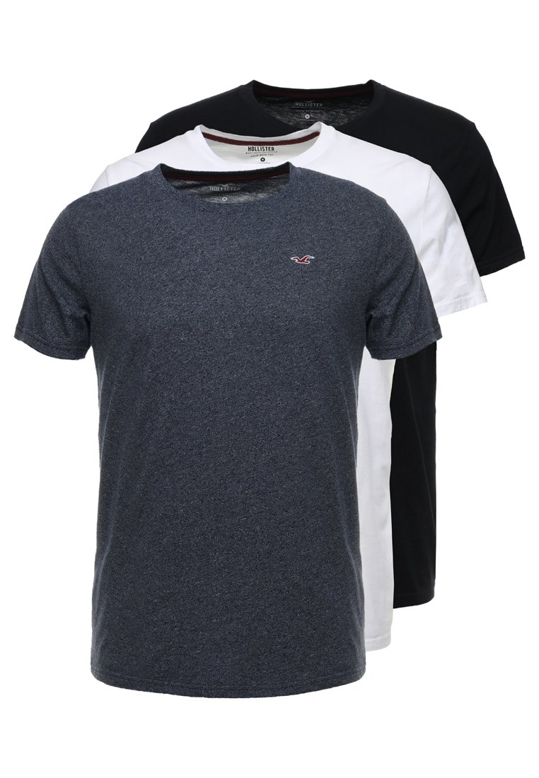 Hollister Co. CREW CHAIN 3 PACK - Camiseta básica - white/negro Zalando.es